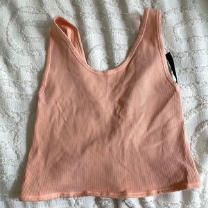 Out From Under (Urban Outfitters) Pink Ribbed Cropped Tank Top